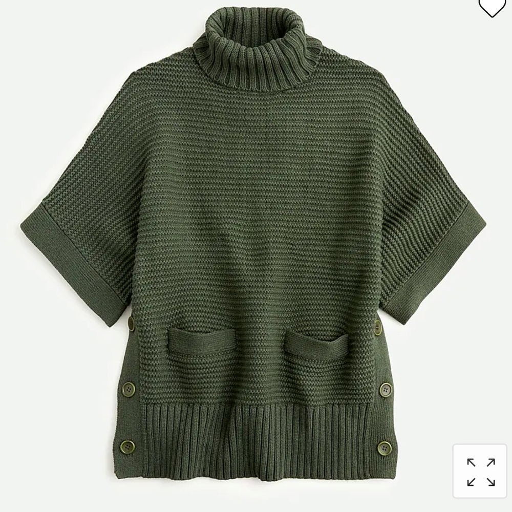 J. Crew Turtleneck Poncho - Heather Forest- Size Small